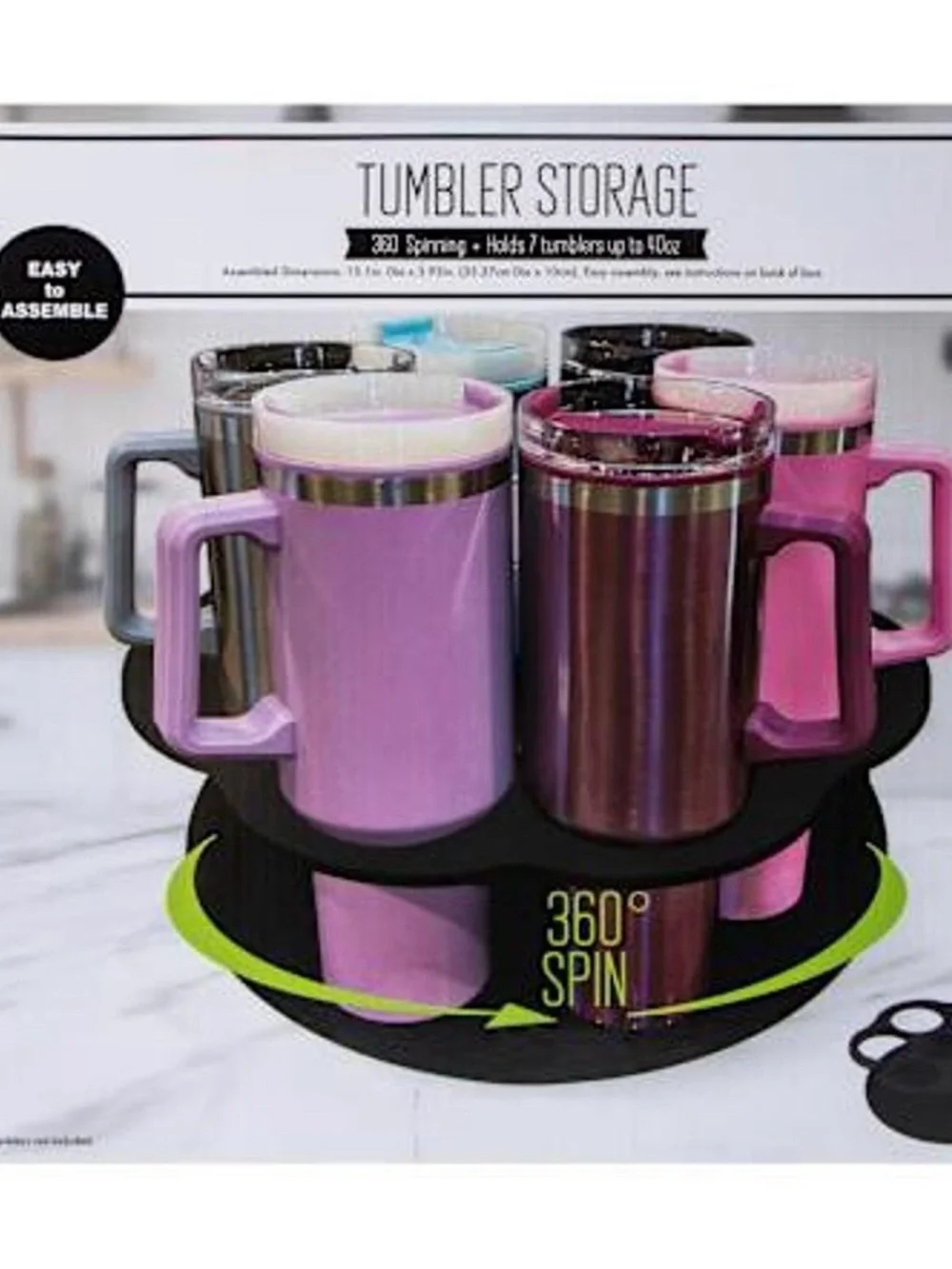 Rotating 360° Tumbler Organizer Carousel - Pink & Gray